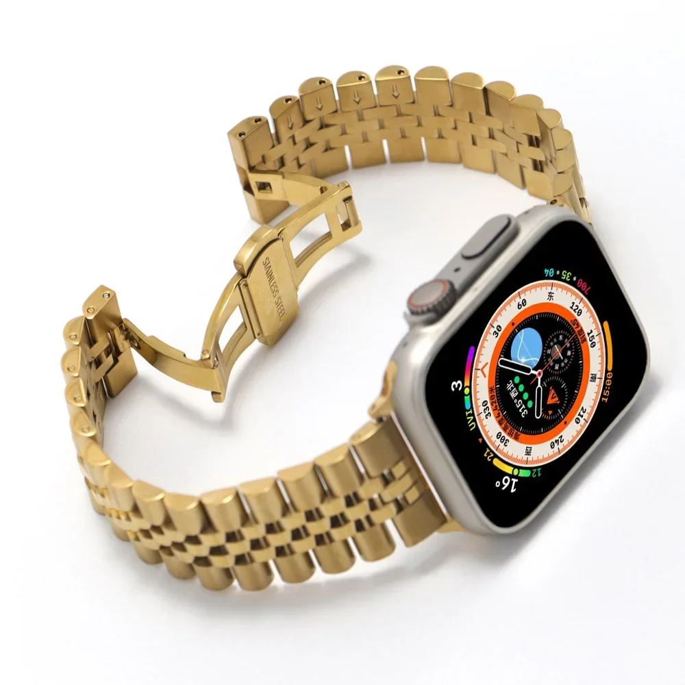 Steel Strap Band Metal Replacement Bracelet for Apple Watch Ultra 49mm 46mm 44mm 40mm IWatch Series 10 9 8 7 6 SE 5 4 45mm 41mm image 2