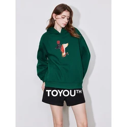 TOYOUTH Women Hoodies Sweatshirt 2024 Autumn Winter New Puppy Printed Hooded Casual Design Sweatshirt Tops