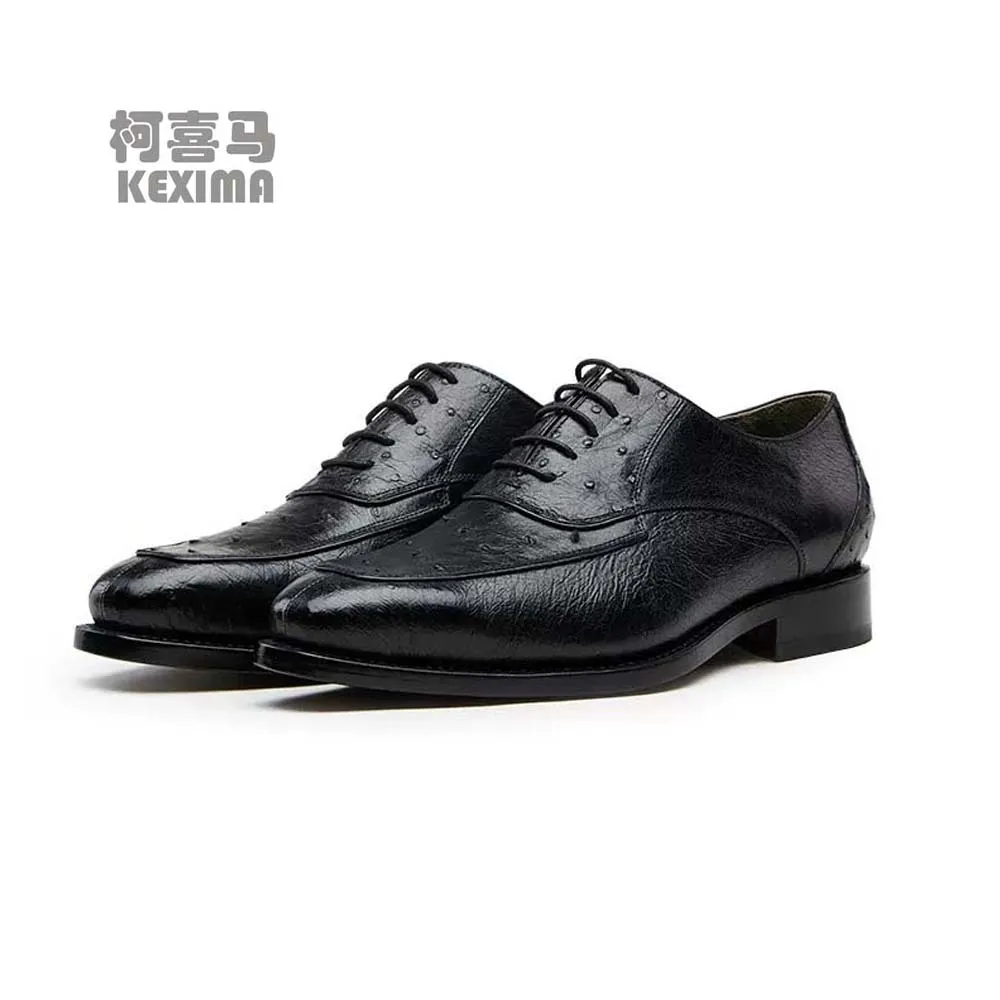 

CWV new Men dress shoes South Africanostrich shoes Business male formal shoes cowhide sole lace-up wedding