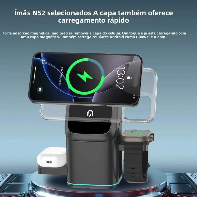 【qi2-15w-3-in-1】-bt-earphones-magnetic-wireless-charger-fast-phone-charging-dock-touch-button-for-smart-phones-iwatch-airpods