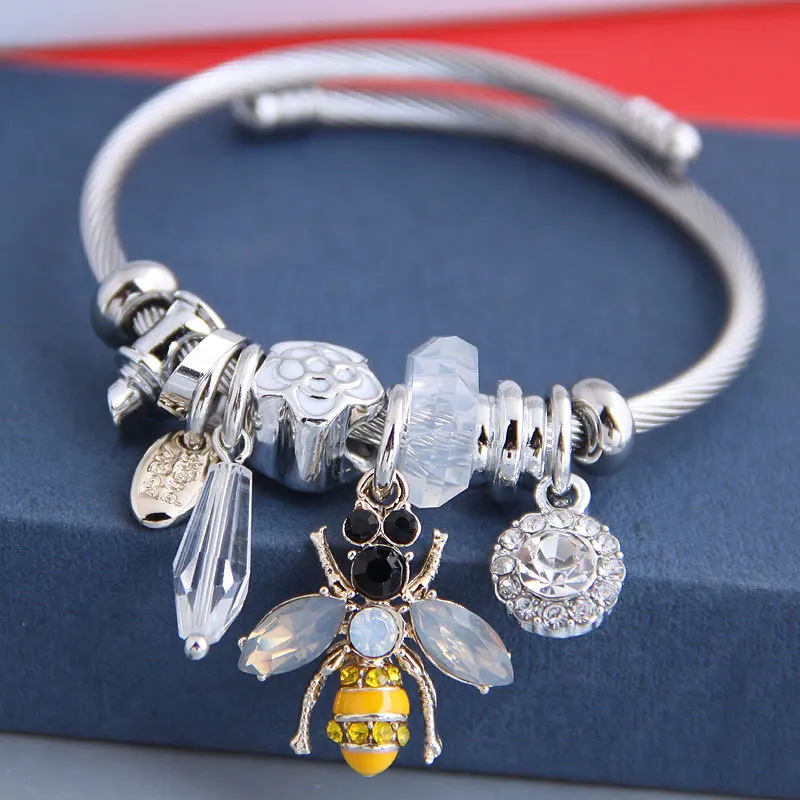 Bee Butterfly Bracelet For Women Cuffs Stainless Steel Bracelet Set Fashion Jewelry Accessories
