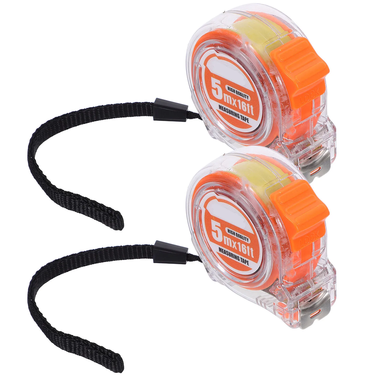 

2Pcs Transparent Tape Measure 5M Dual Metric Inch Retractable Lightweight Compact Steel Measuring Tool for Construction Crafts