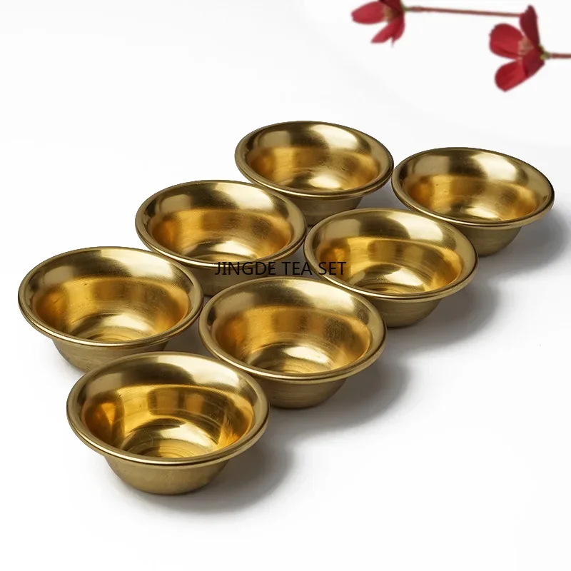 Brass Tibetan Style Bowl Decorative Plate Table Buddhist Supplies Copper Meditation Cup Living Room Decoration