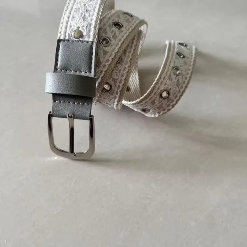 Vintage-Spitzengürtel für Damen, modische Metallschnalle, dekorativer Taillengürtel, Retro-Jeans-Accessoire, koreanisches Trenddesign, 110 cm – Detail 6