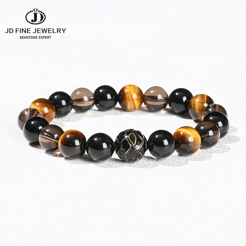 JD Minimalist Charm Yellow Tiger Eye Bead Bracelets Women Men Personality Natural Stone Stretch Bracelet Handstring Jewelry Gift
