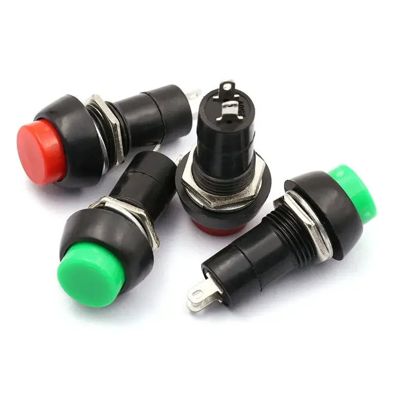 5PCS PBS-11A PBS-11B 12mm Self-locking / Self-Recovery Plastic Push Button Switch Momentary 3A 250V AC 2PIN Red and Green