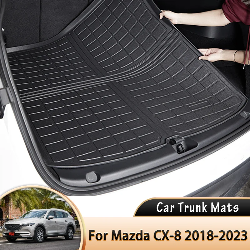 for Mazda CX-8 CX8 CX 8 Sport KG 2018~2023 TPE Car Rear Trunk Mat Waterproof Protective Liner Trunk Tray Floor Mats Accessories