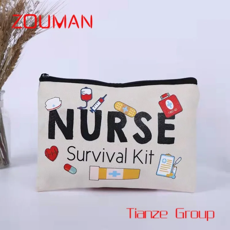 Custom , Custom Logo Cotton Eco-friendly Sublimation Makeup Pouch Bag With Colorful Zipper Printed Canvas Cosmetic Toiletry Bag 