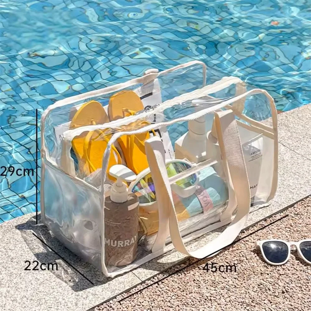 Bolsa de armazenamento de viagem com zíper duplo, organizador de praia, bolsa de cosméticos portátil para viagens ao ar livre, armazenamento de roupas