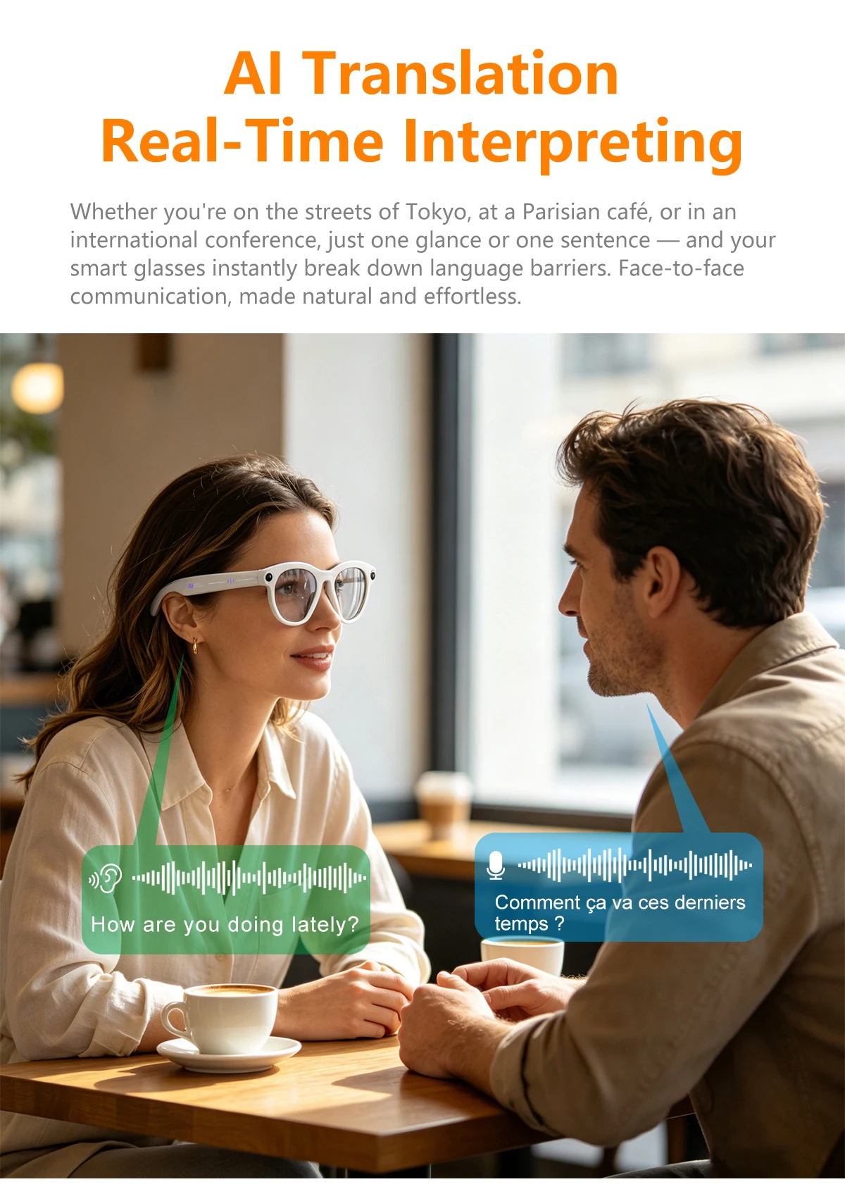 M88 Pro KI-Smart-Brille 5-Megapixel-Kamera Bluetooth EIS-Bildstabilisierung Videoaufnahme und Übersetzung – Detail 7