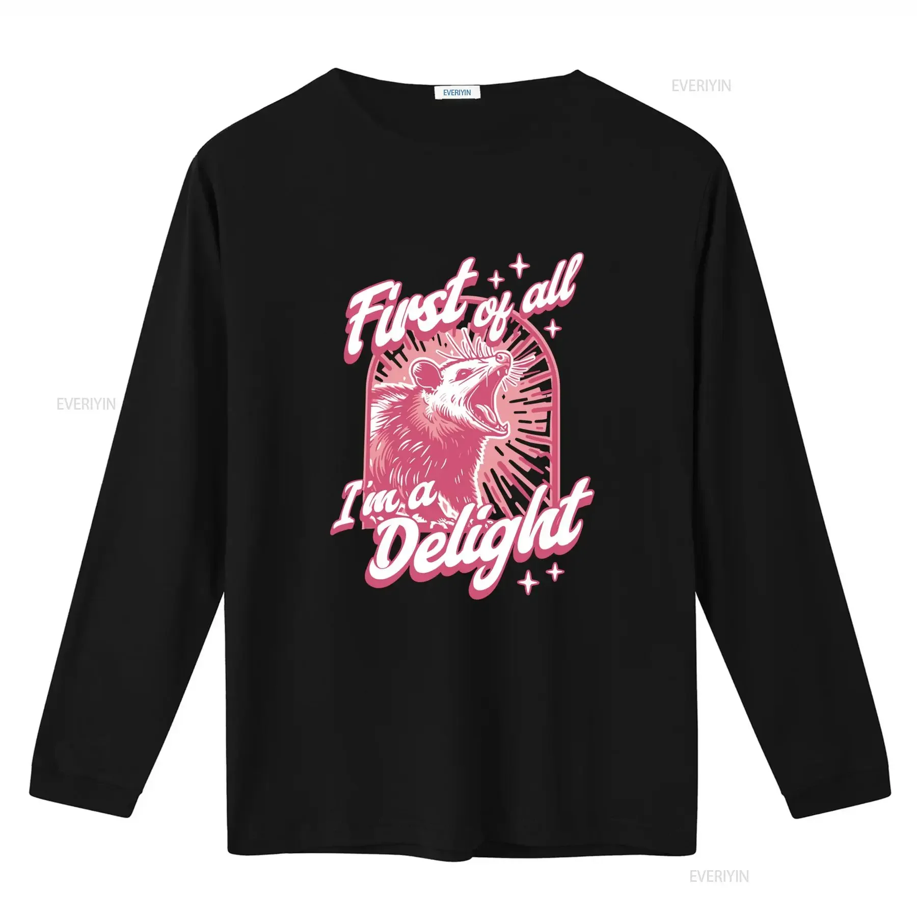 First Of All I'm A Delight T Shirt Opossum Meme Lover Funny Feral Girl Summer  vintage Washed Breathable Versatile streetwear