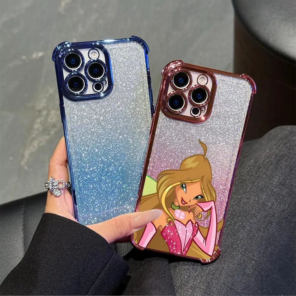 Cover Winx Winx Club MINISO Phone Case Cool Electropla Black Fashion Corners Drop-proof For IPhone 16 15 14 13 12 11 X