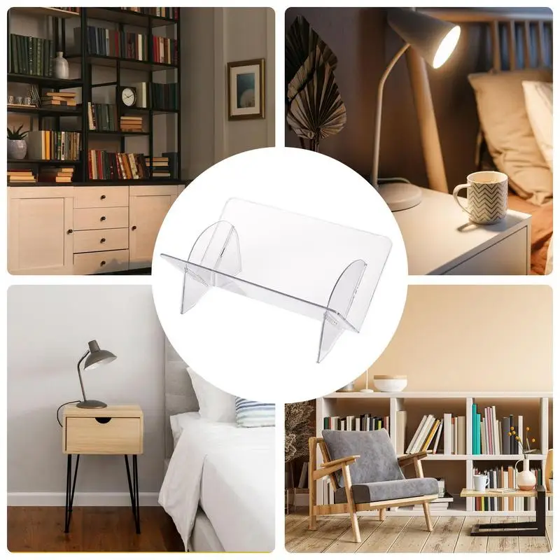 Book Stand Organizer Acrylic Storage Bookshelf Display Holder Transparent Tabletop Organization For School Living Room Dormitory