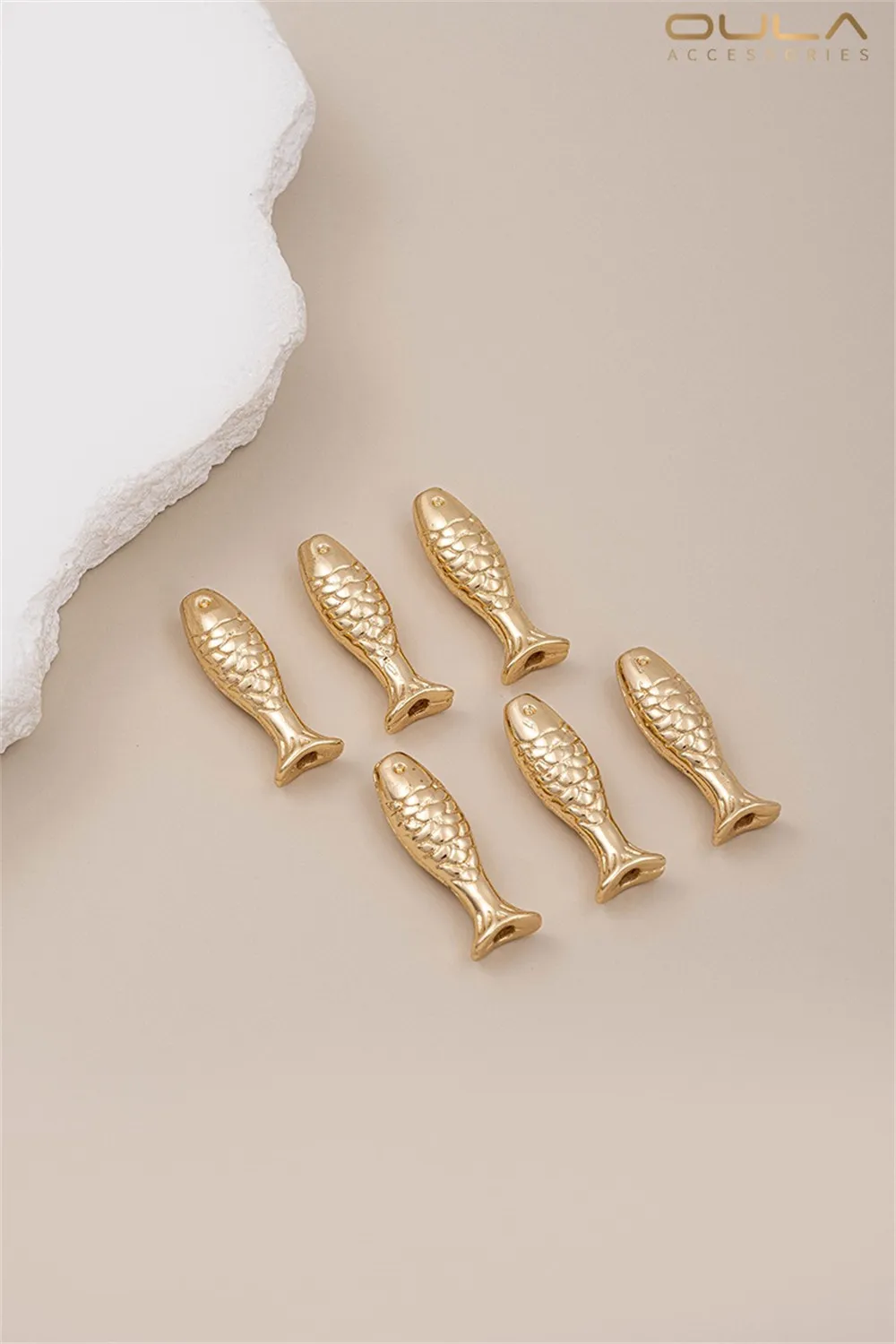 

1pcs 14K Handcrafted Diy Bracelet, String, Necklace and Accessory Material with Goldfish Shaped Tube Beads Through Holes