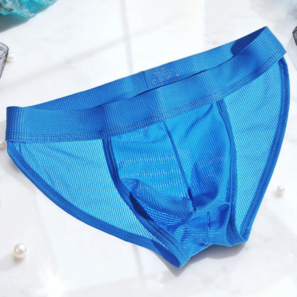 Bulge Pouch Briefs Men Mesh Underwear For Role Play Transparent Mesh U Pouch Mesh Sheer Sexy Style Solid Color