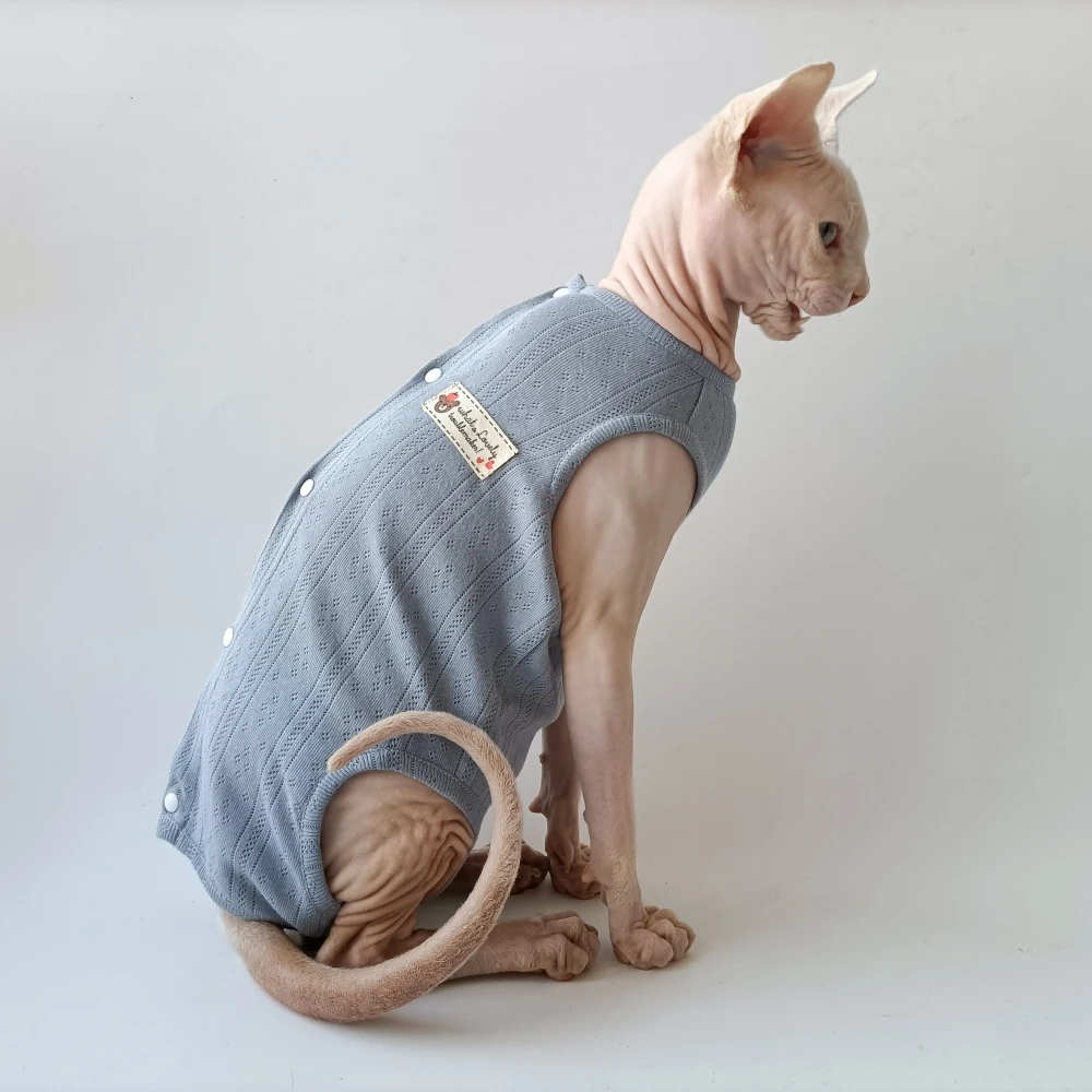 Sphynx Cat Clothes Summer 4-legged Cotton Pajamas Wound Anti-mite Sterilization for Female Cat Surgical Recovery Suit For Kitten