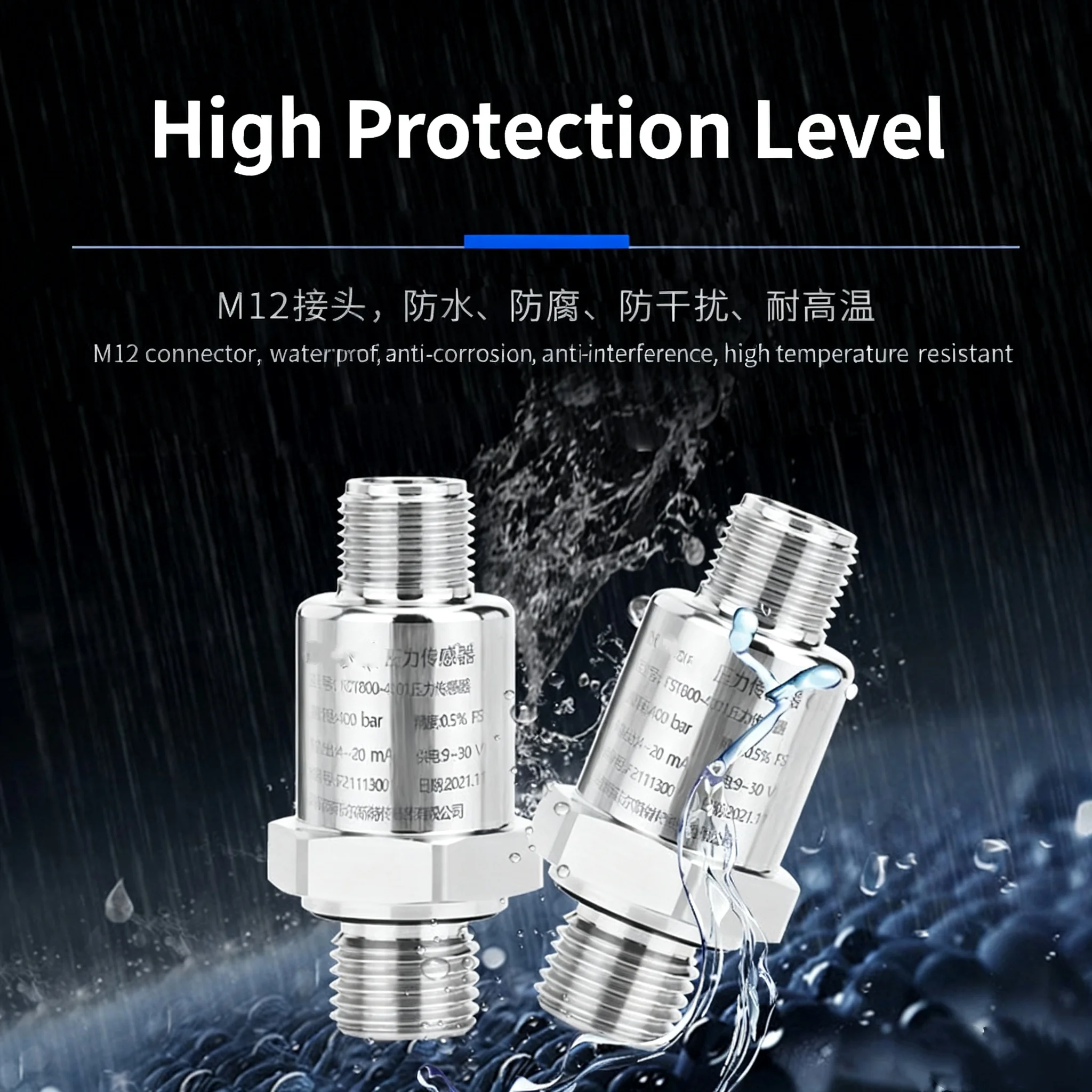 

G1/4'' M12 hydraulic pressure sensor IP67 water oil gas transmitters 4-20mA 0-1mpa 1.6mpa 2.5mpa 10mpa 40mpa