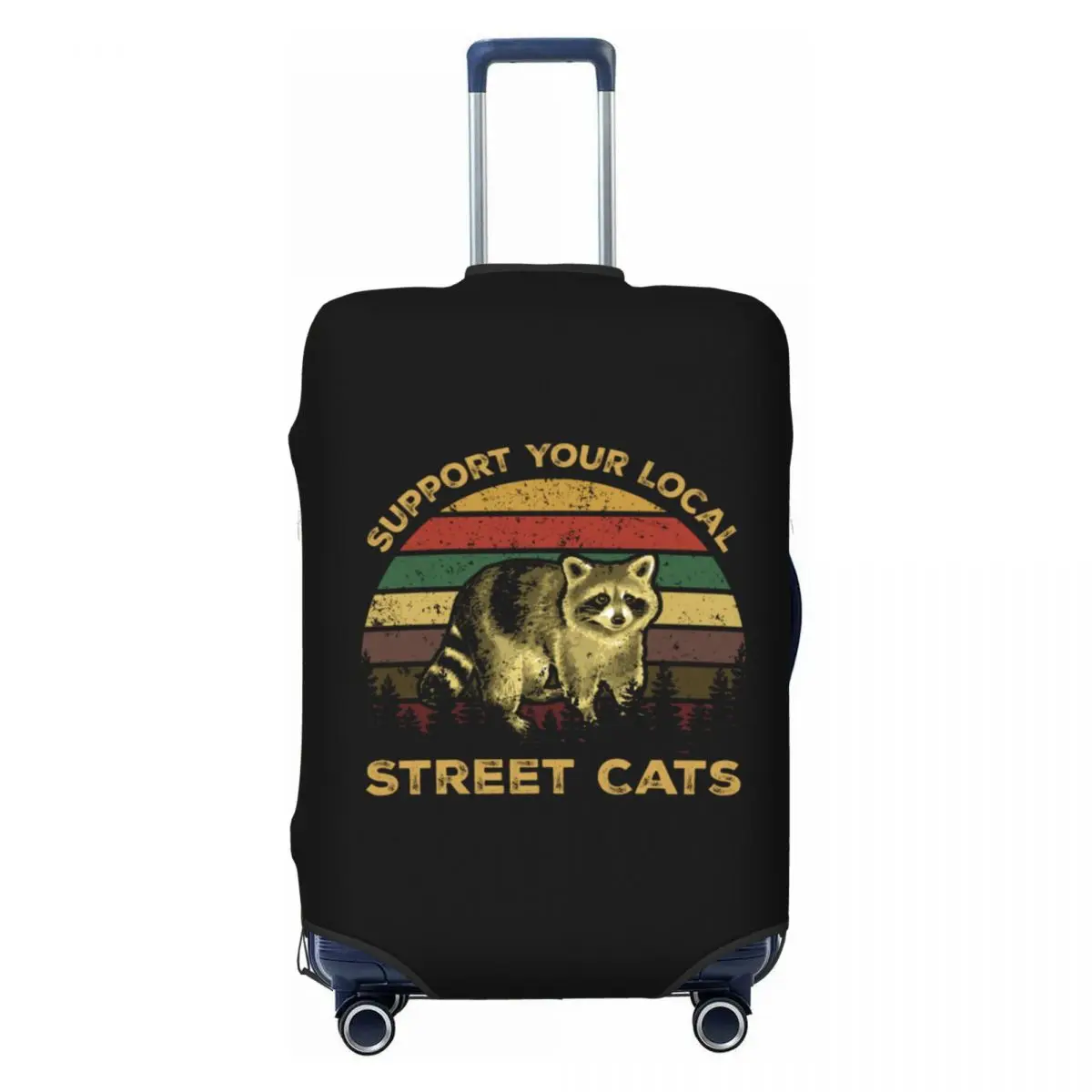 Custom Vintage Support Your Local Street Cats Raccoon Luggage Cover Protector Dust Proof Racoon Panda Travel Suitcase Covers