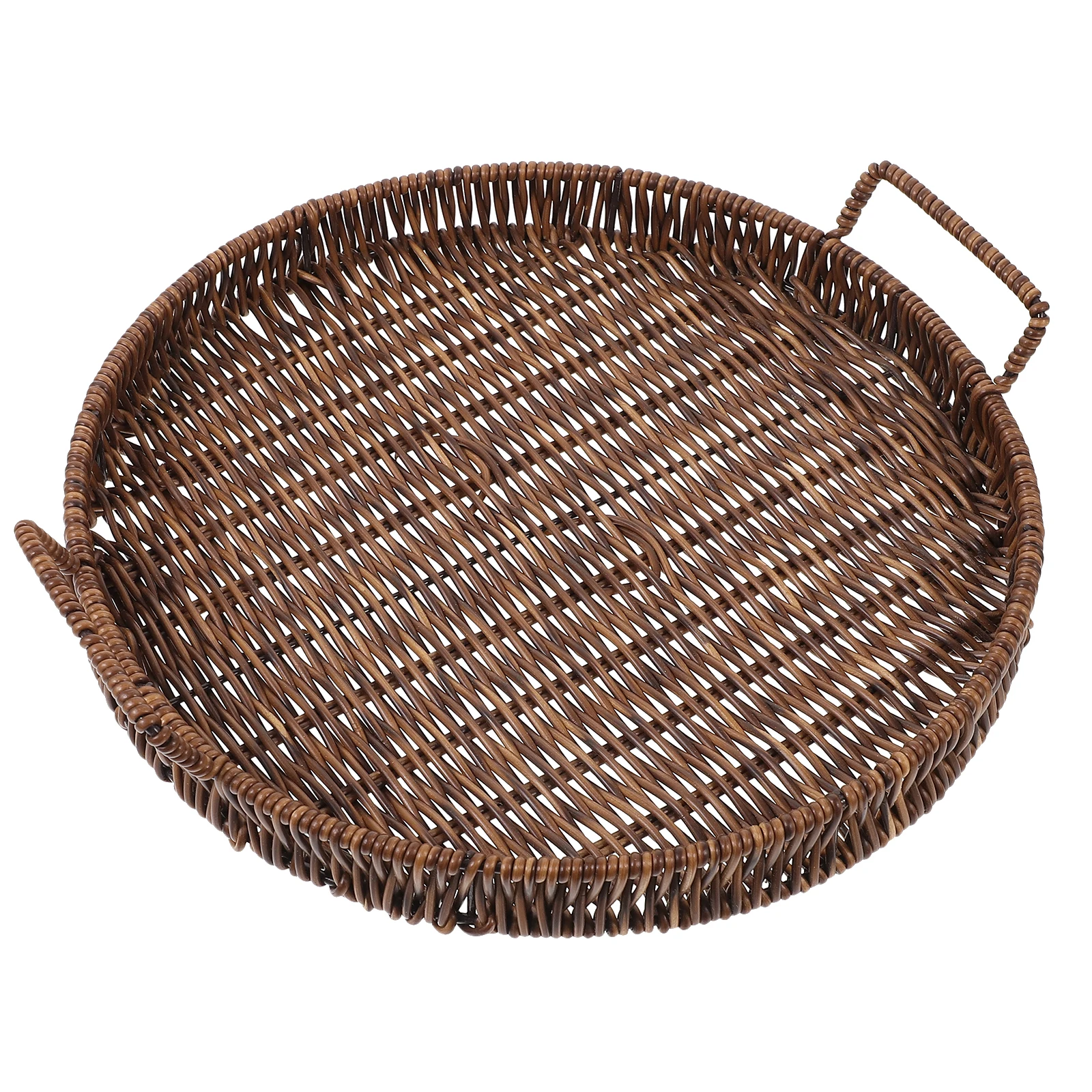 

Pp Rattan Round Decorative Coffee Table Woven Basket Fruit Plate Storage Tray Snacks Food Holder L667 1 PP Material