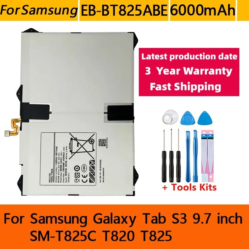 Fast Shipping NEW 6000mAh EB-BT825ABE For Samsung Tab S3 9.7/SM-T825C/SM-T820/SM-T82SM-T825Y Replacement Tablet Batteries+Tools