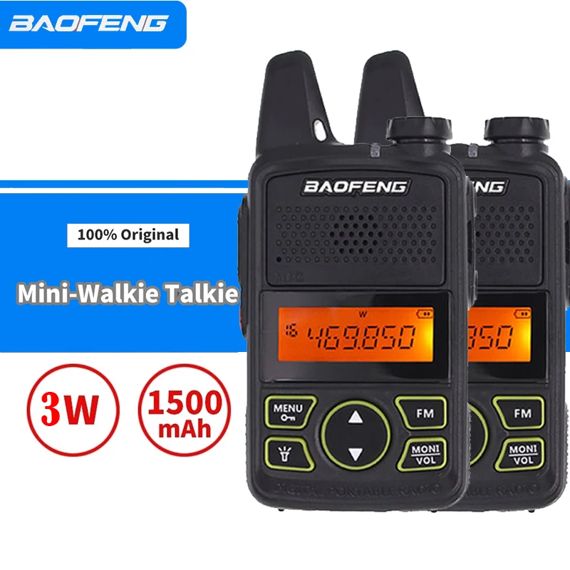 

2PCS Baofeng Mini Two Way Radio BFT1 UHF 400-470MHz 20CH Ham FM Transceiver Portable Walkie Talkie with Earpiece