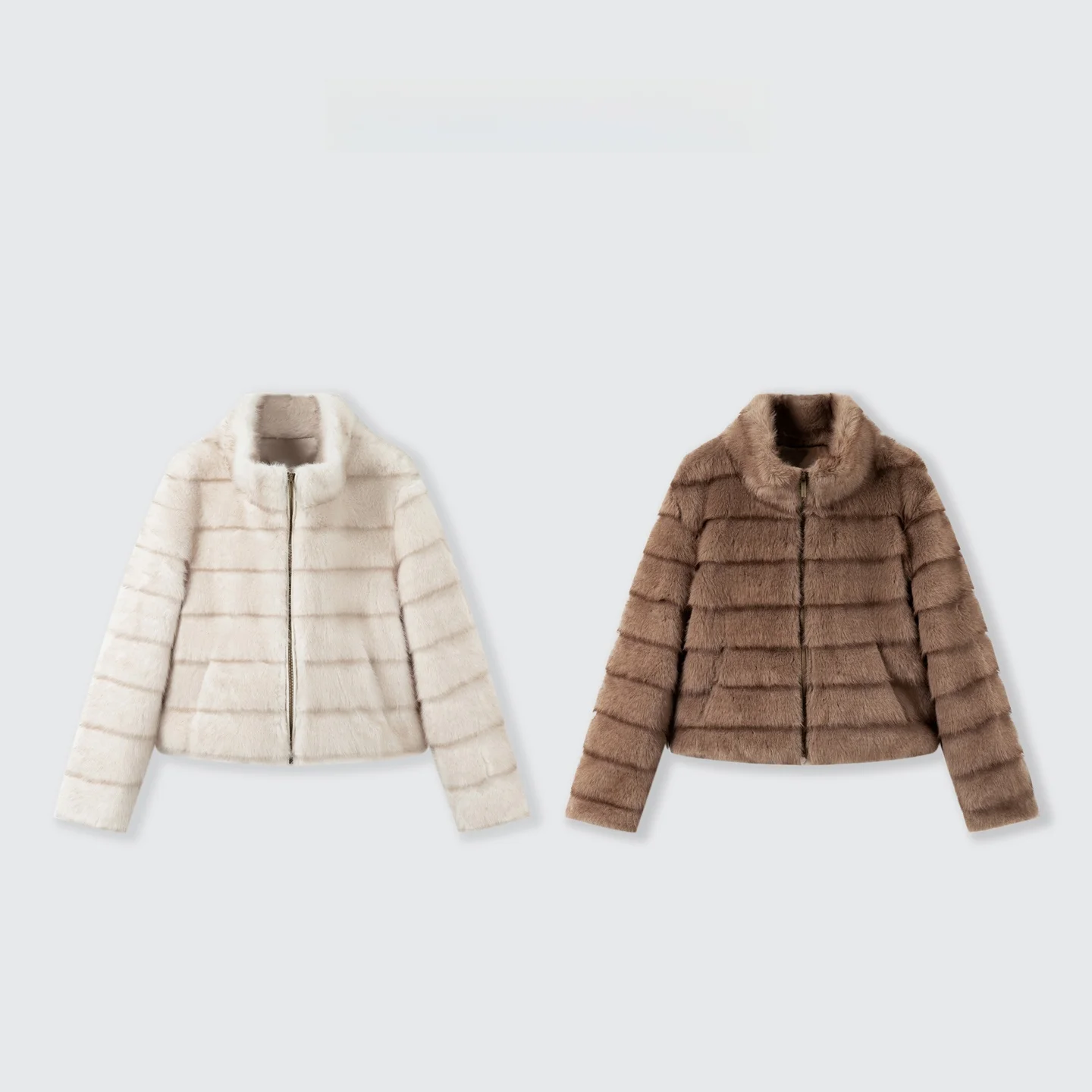 

Экологичная ретро-куртка из искусственного меха с длинными рукавами и воротником-стойкой, универсальное зимнее повседневное пальто с анималистическим принтом для молодых женщин