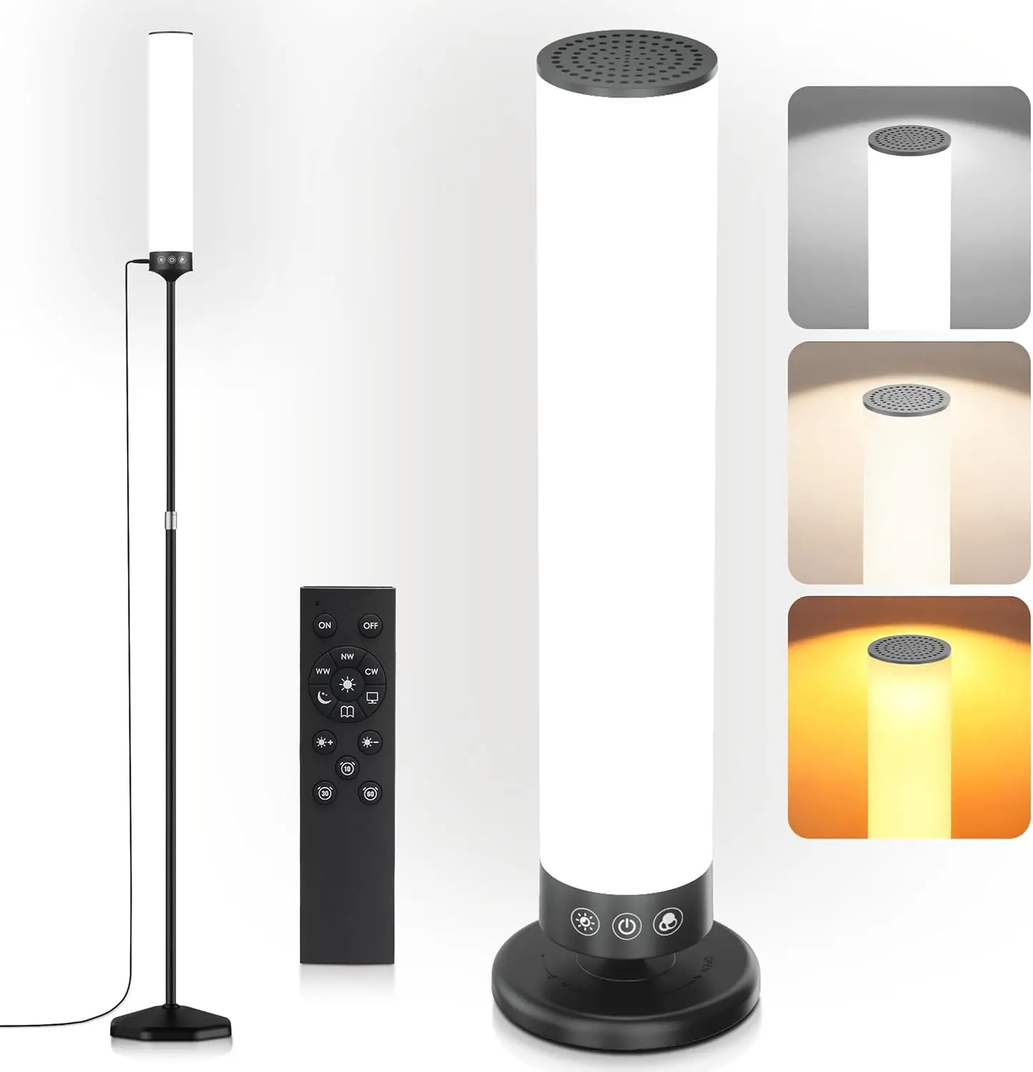 

10,000 Lux Full Spectrum Light Therapy Lamp with Remote, Adjustable Color/Brightness/Timer, Memory Function, 24W Black