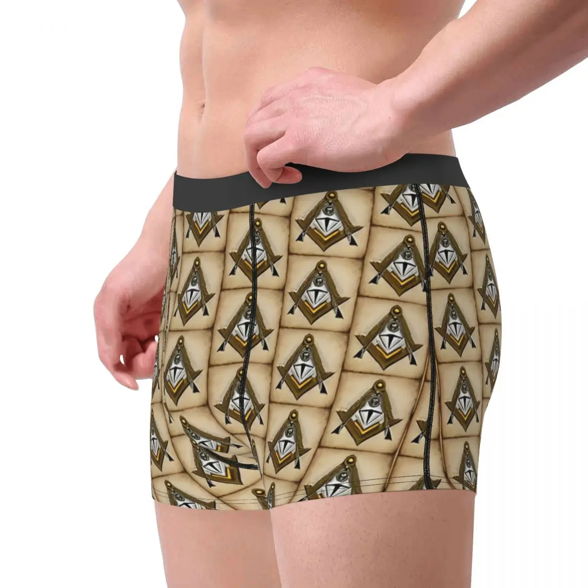 Novidade boxer shorts calcinha briefs masculino original maçonaria símbolo maçônico roupa interior macia para masculino plus size