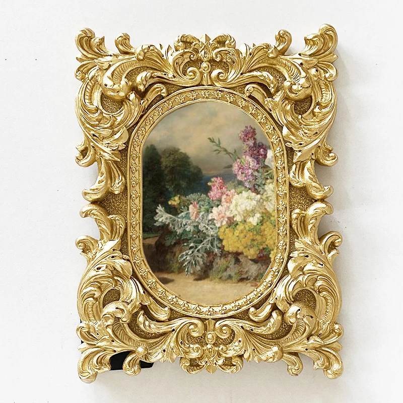 

Golden Curvilinear Herb Vintage Photo Frame Home Art Gallery Decoration Tabletop/Wall Hanging Display Gifts for Christmas