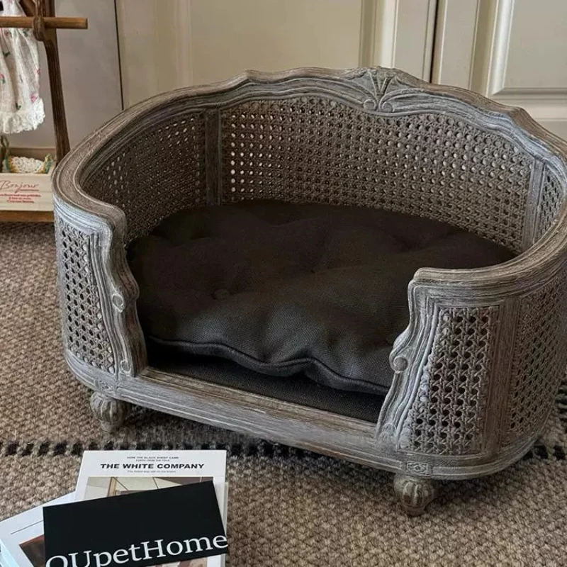 

Oak sofa bed cat kennel solid wood with cushion Seiko engraving