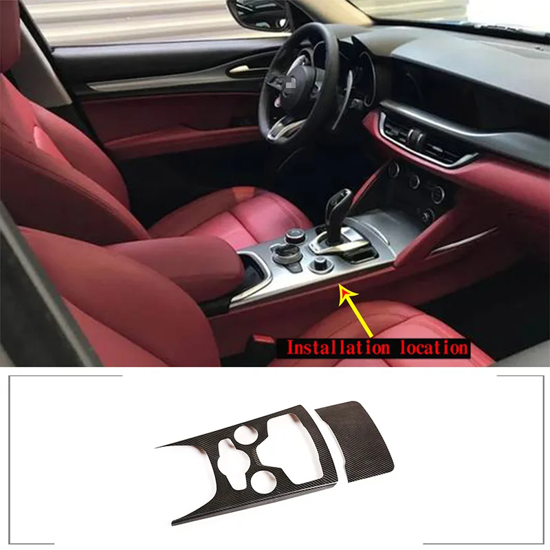 Real Carbon Fiber For Alfa Romeo Stelvio 2020-2021 Center Control Shift Panel Decorative Cover Sticker Car Interior Accessories