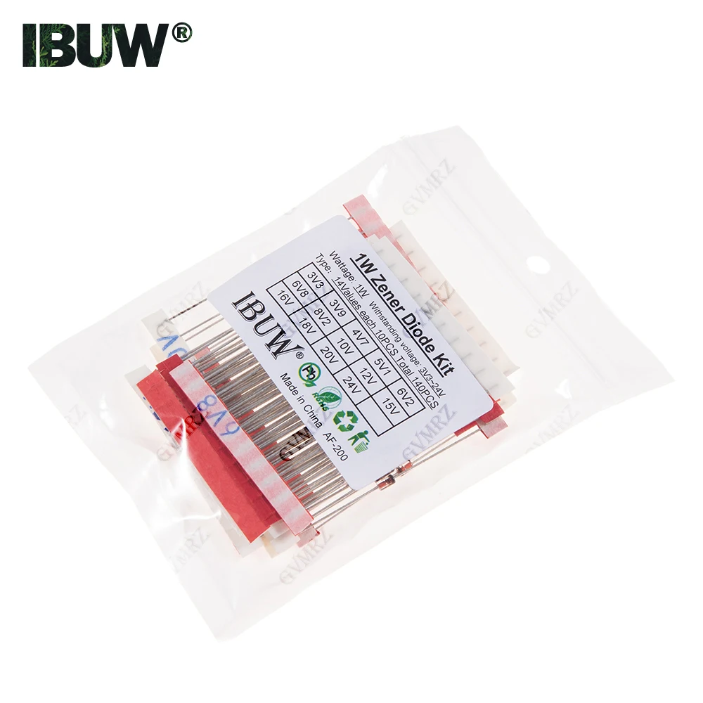 140pcs/Lot 1W Zener Diode Assorted Kit 3.3V-24V 14values*10pcs=140pcs Electronics Component Sample Set Component