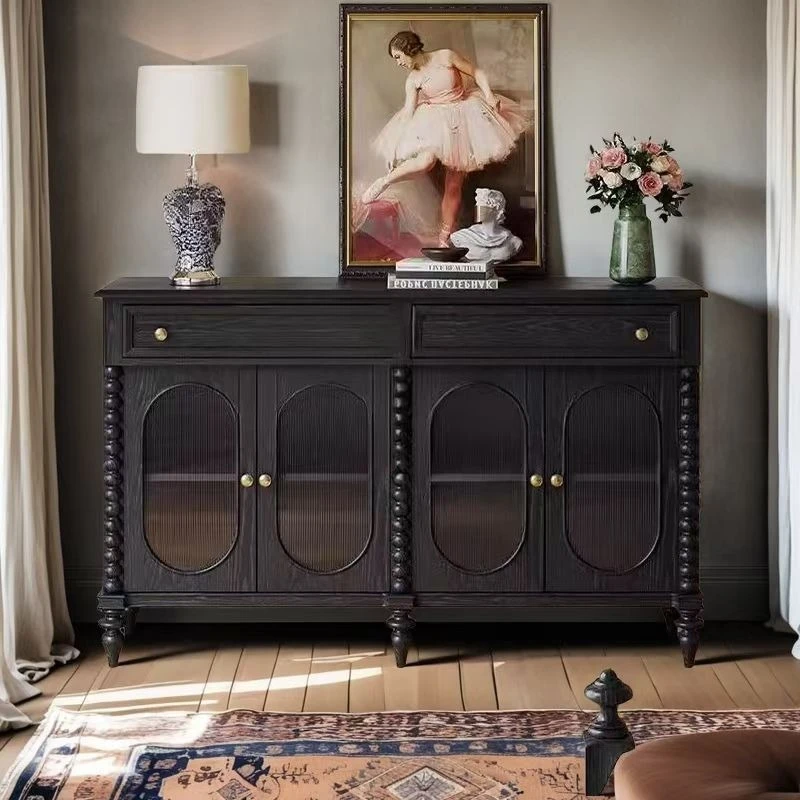 solid wood pine dining side cabinet is fully equipped with E0 grade cabinets, and the restaurant is placed against the wall