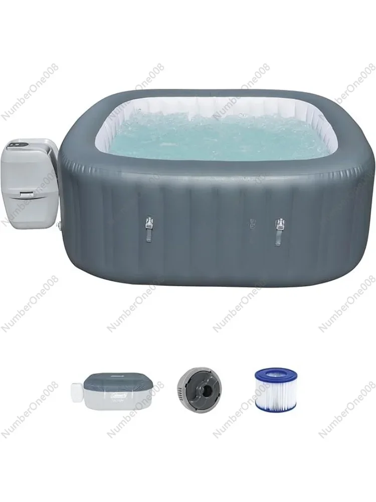 

Atlantis AirJet 4 to 6 Person Inflatable Hot Tub Square Portable Outdoor Spa with114-140 Soothing Jets with Cover