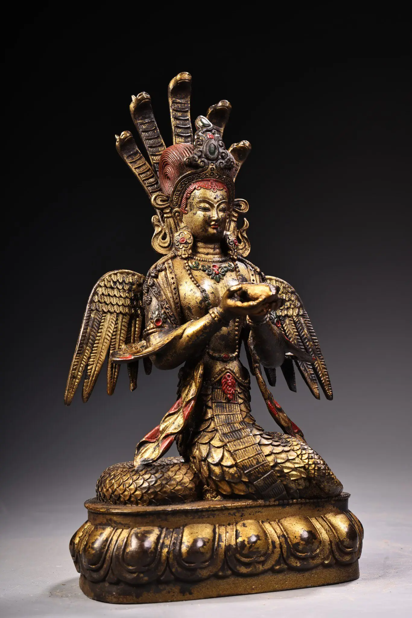 Nagarjuna Buddha Mother Pure Copper Clay Gold Tibetan Serpent Bodhisattva Living Room Temple Decor