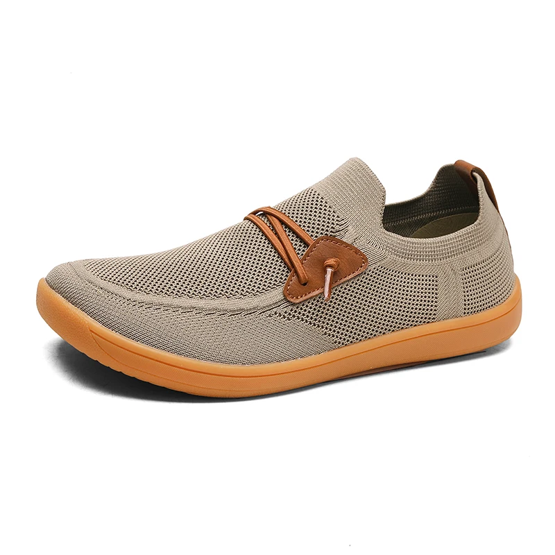Wide Box Toe Barefoot Sneakers Unisex Stretch Mesh Non‑Slip Rubber Outsole Outdoor Walking Hiking Casual Shoe