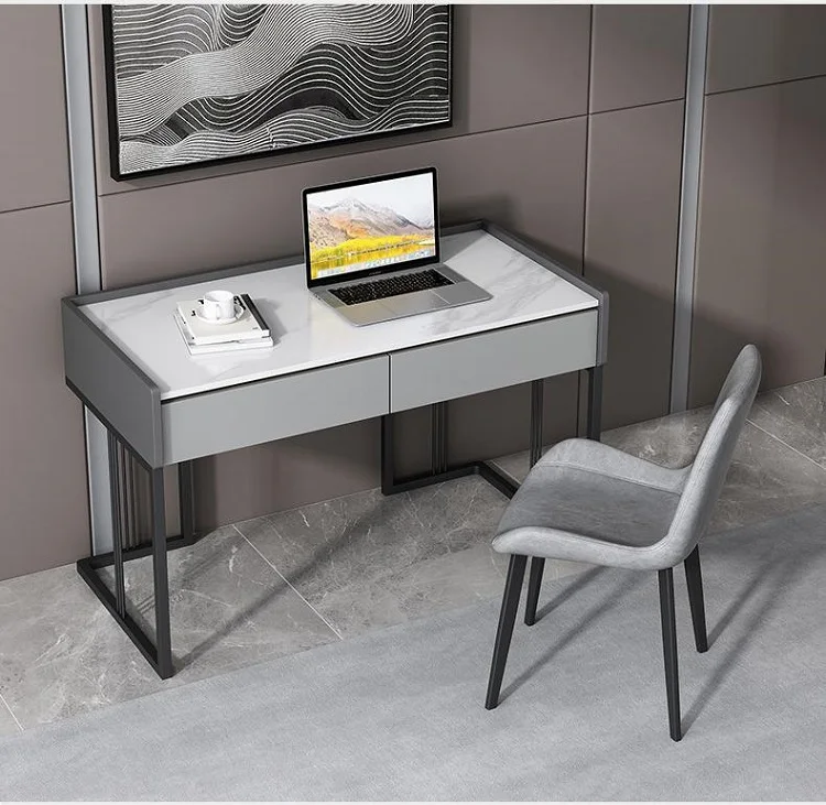 

Modern Light Luxury Small Family Bedroom Metal Rock Plate Office Desk