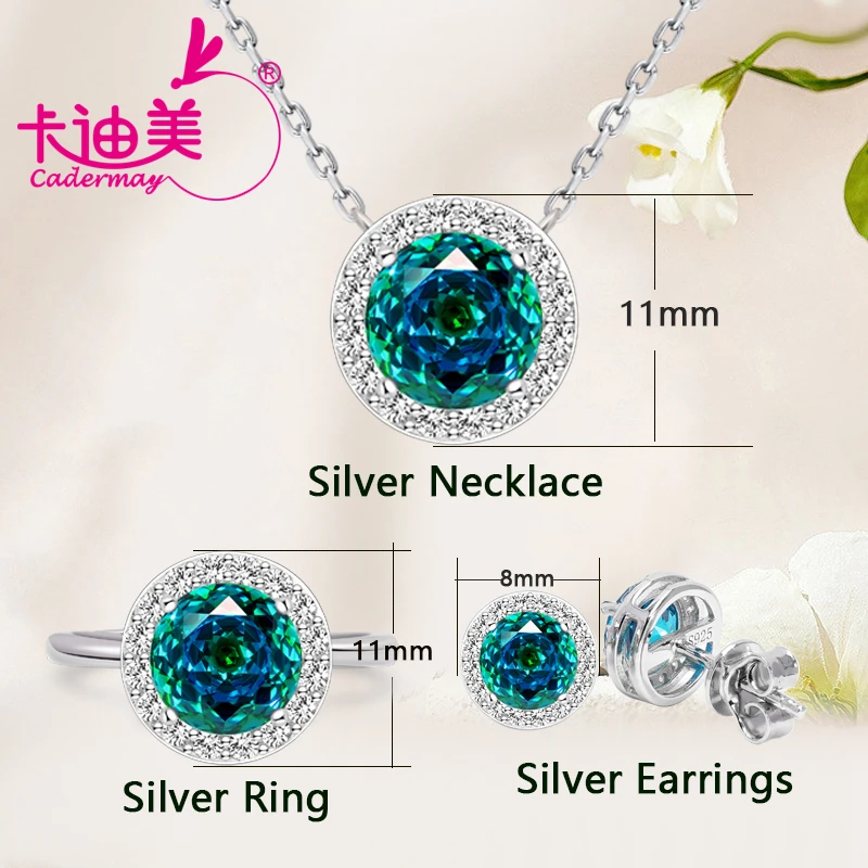 CADERMAY High Quality S925 Silve Ring Earrings Necklace Original Color Double Color Eye Stone Party Gifts Brand For Women