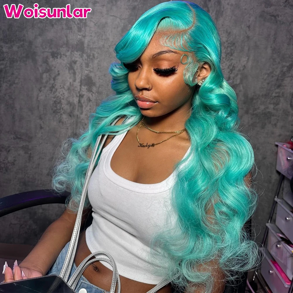 

36 inches Green Lace Frontal Wigs human hair 13x4 13x6 Transparent Lace body wave 180% 200% For women Human Hair wigs 100%