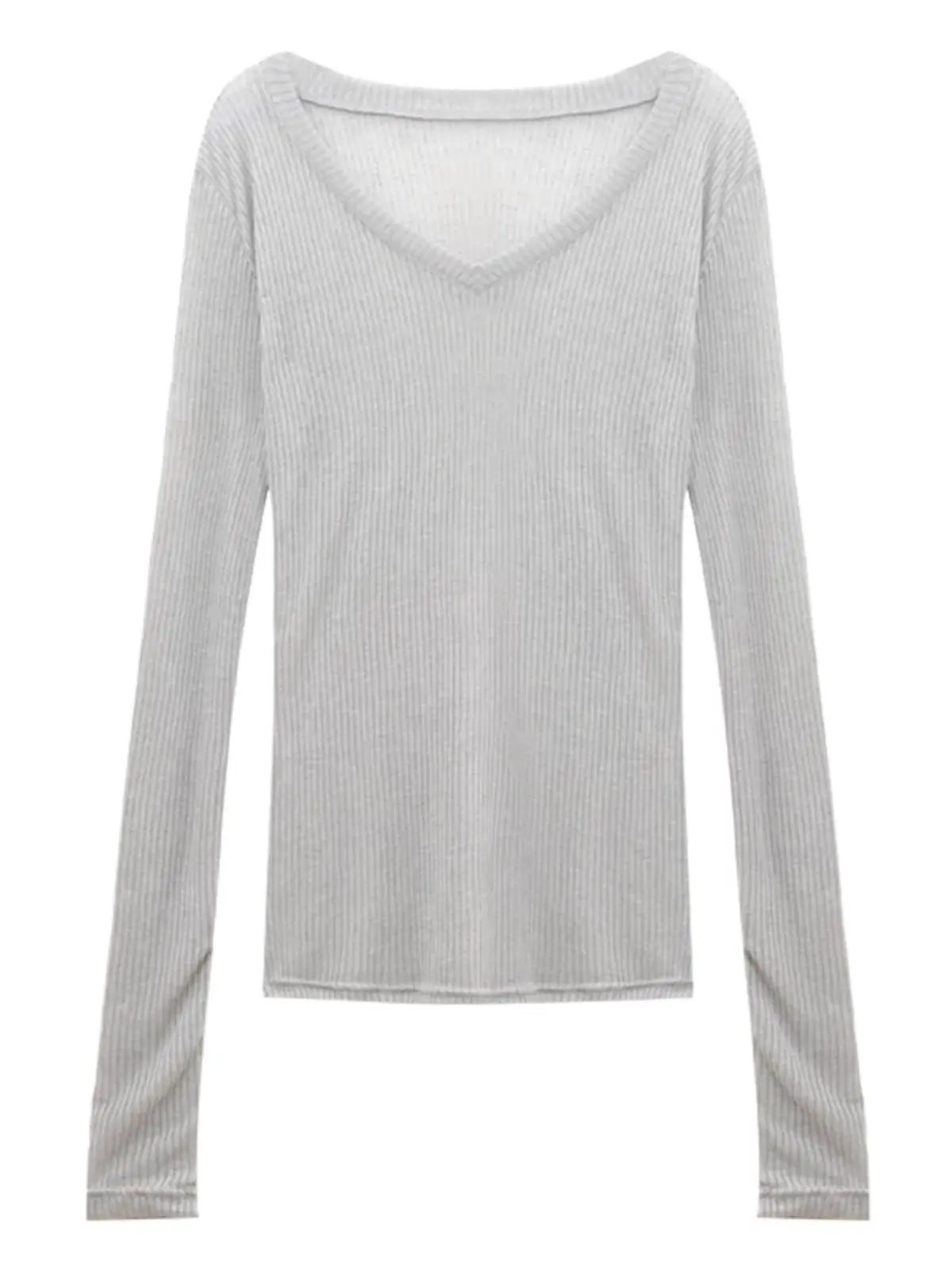 Slim Fit Lange Sve V-Ne Dunne Transparante Gebreide Top Dames Herfst 2023 Nieuwe Sle Pendelen Sle Klassiek Patroon