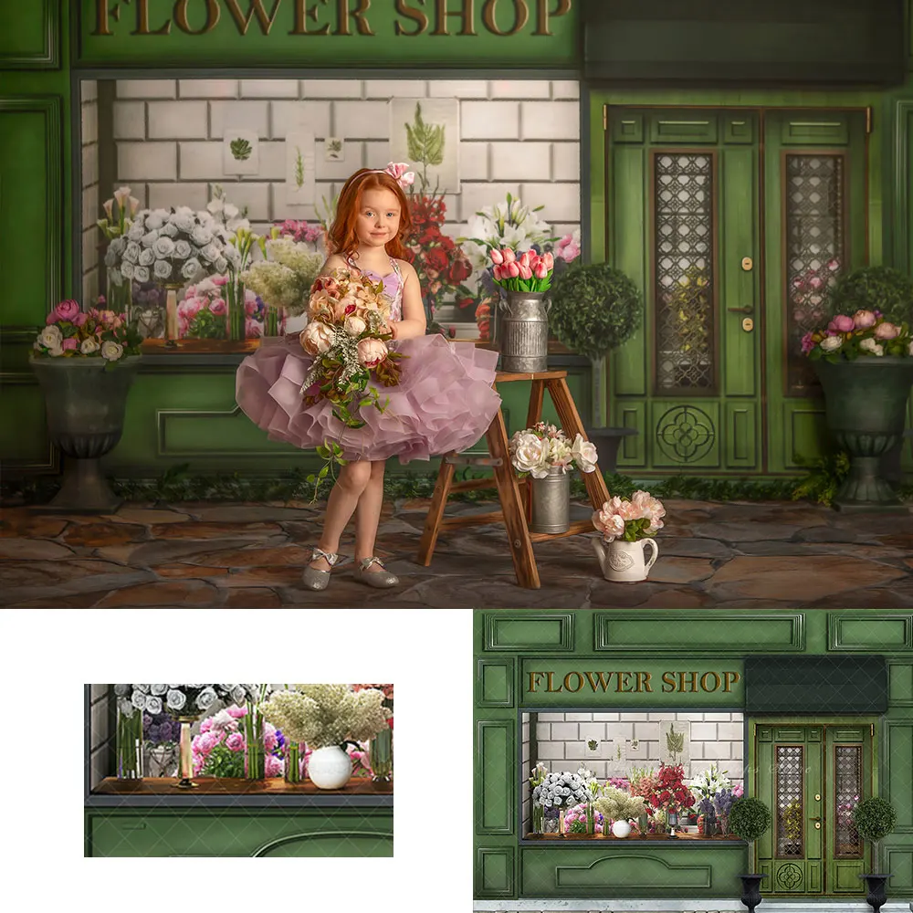 

Flower Shop Backdrop Kids Girls Cake Smash Photography Props Floral Front Child Baby Adult Photocall Studio Backgrounds