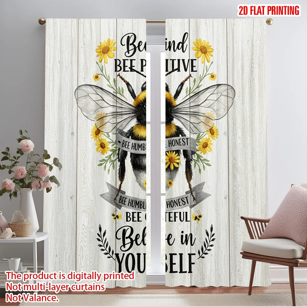 

2pcs 2D flat printing Drapes Bee Kind Positive Believe Yourself Fabric Without Electricity Birthday Party Perfect for Wall art