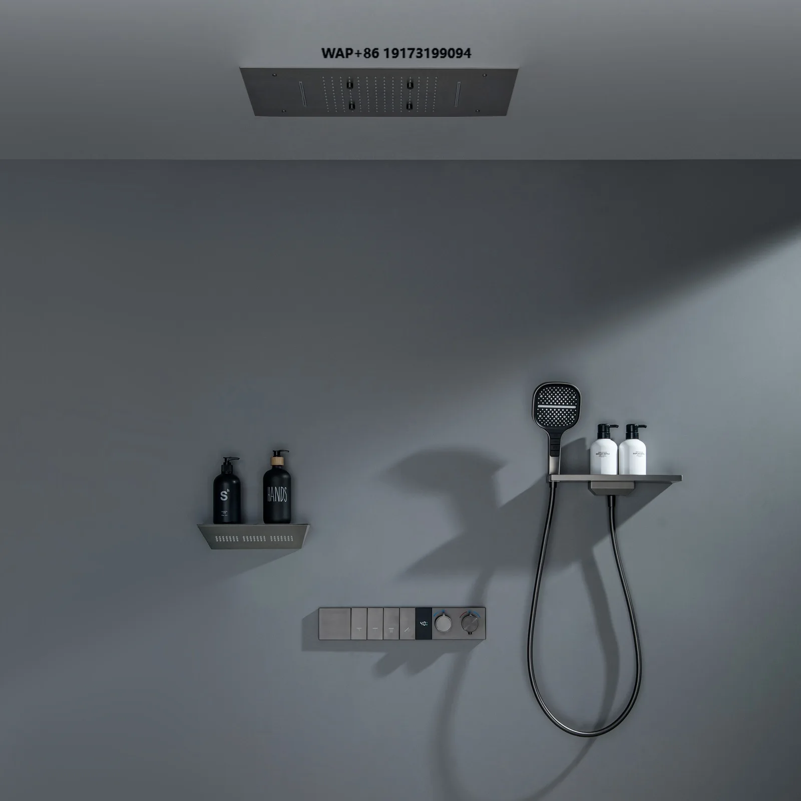 Multi Functional Concealed Waterfall Shower System Hidden Embedded Brass Shower Kit Digital Display Thermostatic Shower Faucet