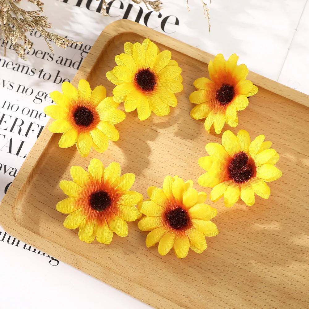 AWAYTR 6Pcs Sunflower Hair Clips Side Bangs Clip Cute Daisy Small Flower Hairpins Duckbill Hairpin Women Hair Accessories