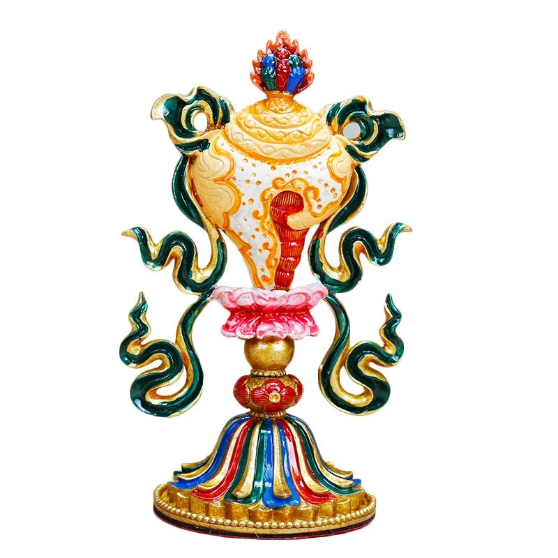Tibetan handmade copper painted eight auspicious ornaments, auspicious eight treasures set blessing ornaments