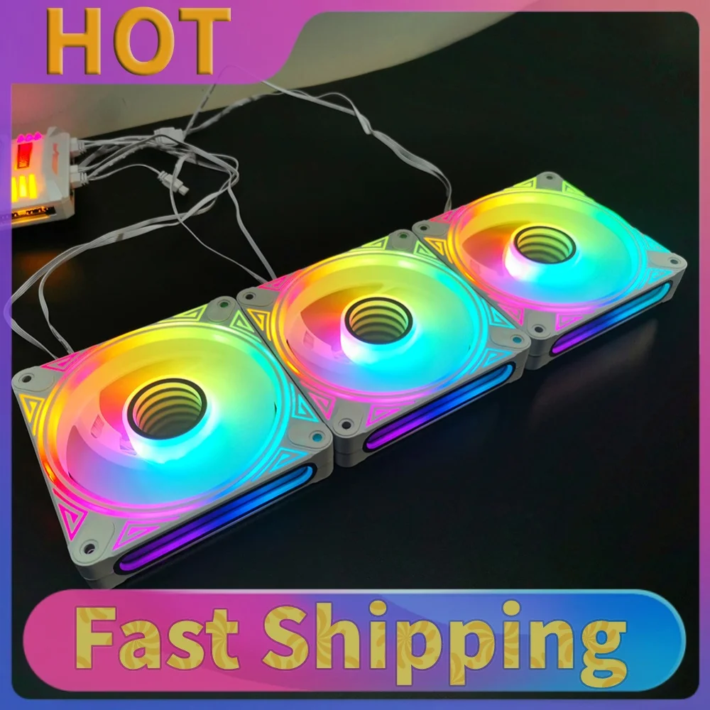 120mm Case Cooler 12V 4PIN PWM Luminous Chassis Cooling Fan Auto Speed Regulation Smart Temperature Control Computer Accessories