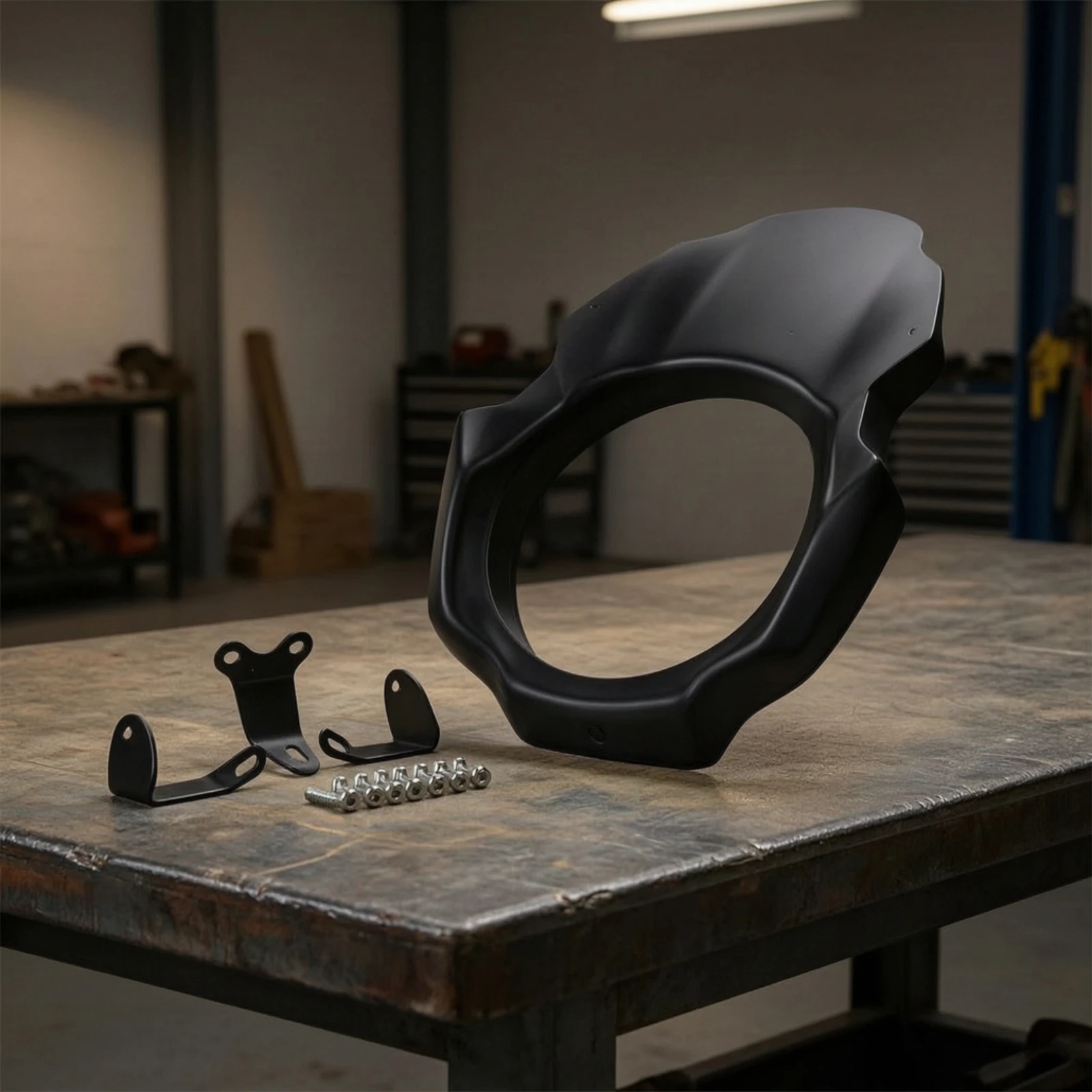 Headlight Cowl Cover Molded Motorcycle Headlight Cowl Front Fairing Wind-Deflecting Fairing with Mounting Bracket Aerodynamic