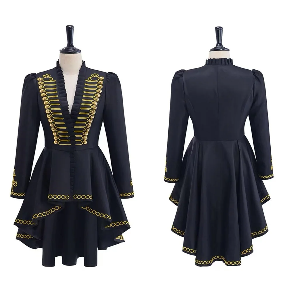 

Women's Napoleon Style Black Military Cropped Jacket Coat Long Sleeve Vintage Renaissance Steampunk Outerwear