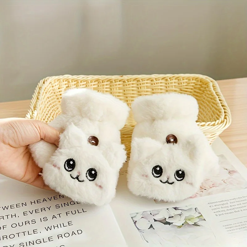 Winter Thick Plush Warm Half Finger Gloves Rabbit Plush Gloves Autumn and Winter Soft and Comfortable Cold Resistant Gloves