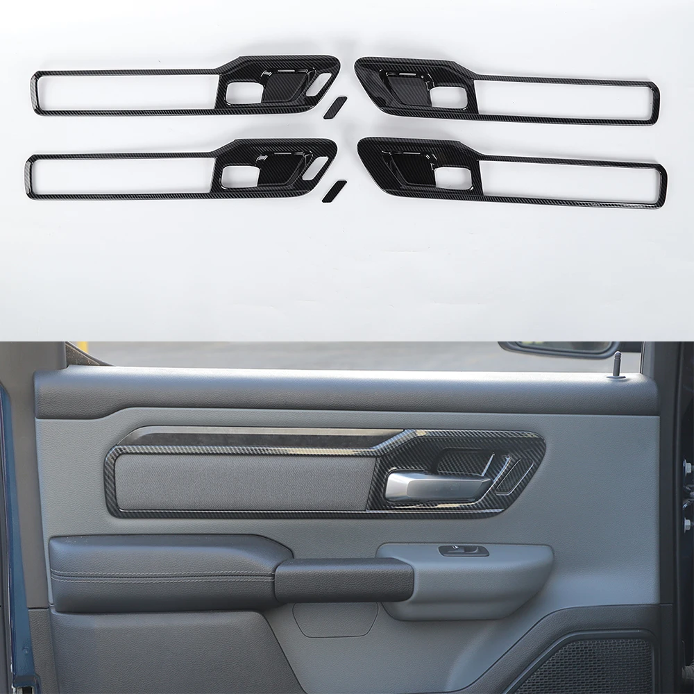 

For Dodge Ram 2018+ Car Interior Door Handle Bowl Cover ABS Stickers Interior Auto Styling Trim Strips